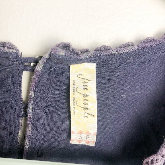 Free People Maribelle Lace Detail Sleeveless Mini Dress Blue Small Womens - Picture 9 of 13